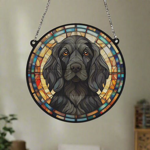 Cocker Spaniel Black Stained Glass Effect Suncatcher